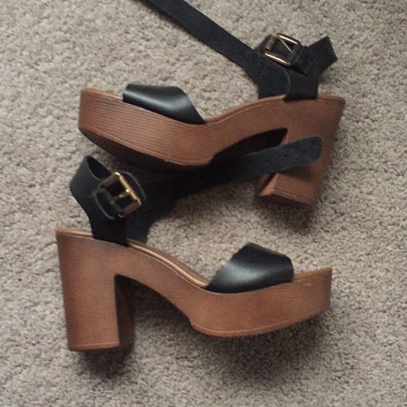 Forever 21 Shoes - Black wood block platforms!